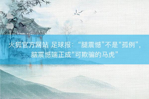 火狐官方网站 足球报：“腿震憾”不是“孤例”，脑震憾端正成“可欺骗的马虎”