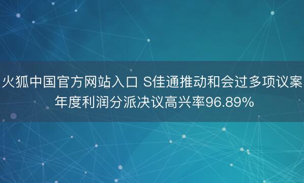 火狐中国官方网站入口 S佳通推动和会过多项议案 年度利润分派决议高兴率96.89%