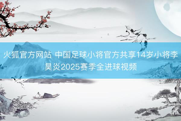 火狐官方网站 中国足球小将官方共享14岁小将李昊炎2025赛季全进球视频